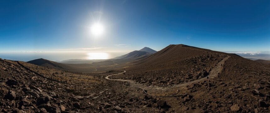 Hiking route in the El Cuervo volcano in Lanzarote, among the few volcanoes permitting entry