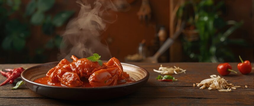 Crab dish from Padang featuring baby crab in spicy sauce