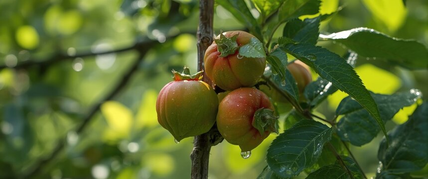 Brunch Scene with Young Garcinia Cambodia on Tree