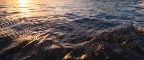 Clear lake waves during sunset