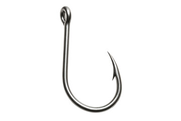 Sharp metal fishing hook isolated on transparent background