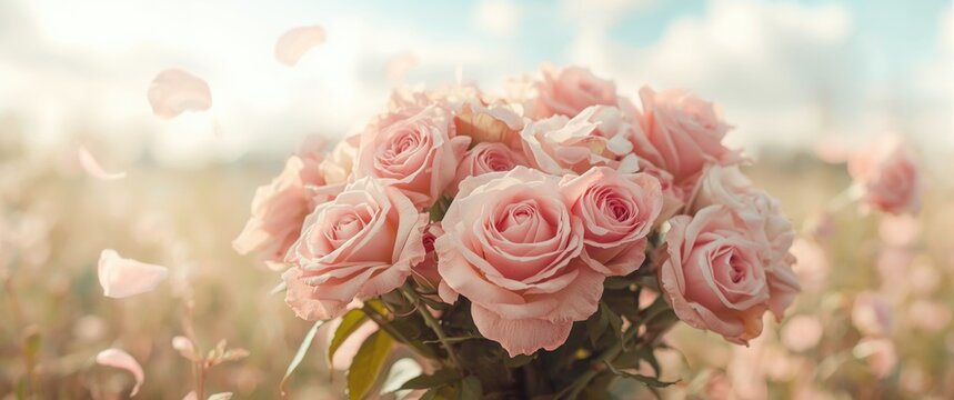 Pink roses arranged in bouquet creating a stunning background