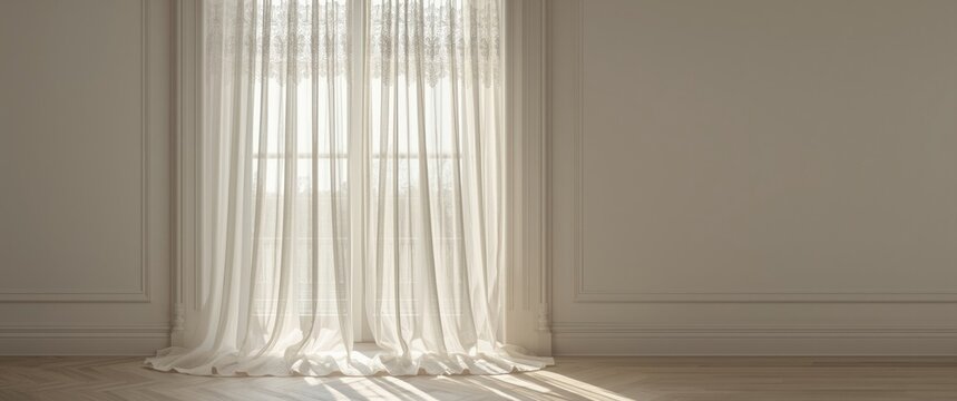 Door with fabric curtain and white sheer curtains featuring translucent fabric
