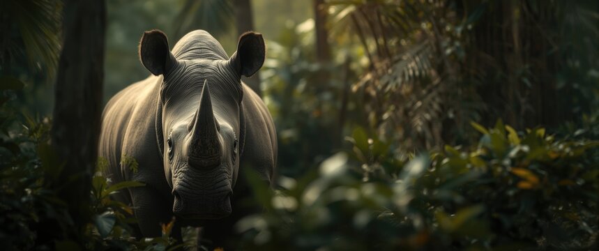 Protected rhinoceroses in Ujung Kulon, Indonesia: An endangered species