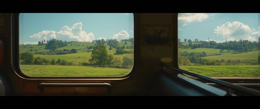 Train Carriage No Offering Scenic Green Landscape Views