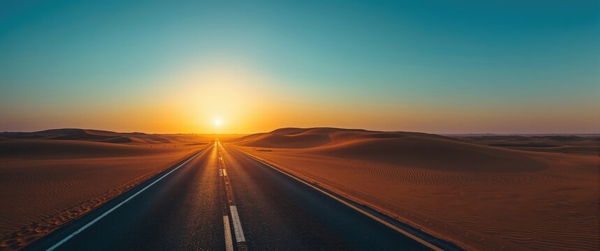 Street in Rub' al Khali desert near Liwa oasis, empty quarter, Abu Dhabi, UAE