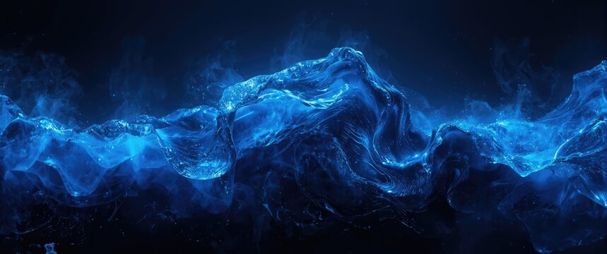 Space blue wallpaper featuring futuristic abstract wave texture and fantasy technology art
