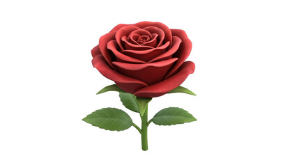 Fototapeta premium Red rose with green leaves on it stem on black background stock.