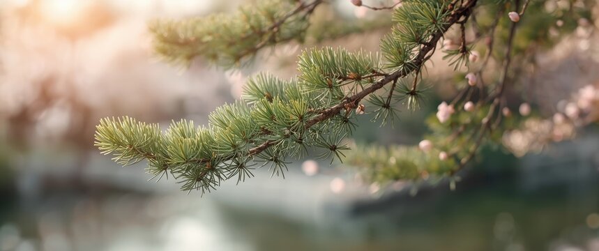 Japanese Pine Tree in Close-Up with Soft Background