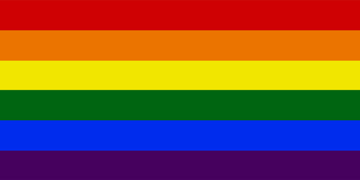 Flag LGBT squared icon, badge or button. Template design, vector illustration. Love wins. LGBT symbol in rainbow colors. Gay pride textile background.