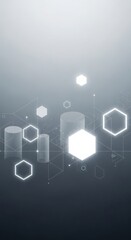 Abstract geometric background with glowing hexagons and cylinders