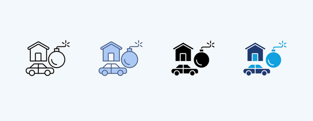 Debt Boom Multiple Icon Illustration Vector © febrianto