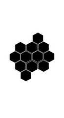 Arrangement of black hexagons on a white background