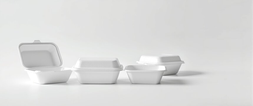 White styrofoam box set isolated against a white backdrop