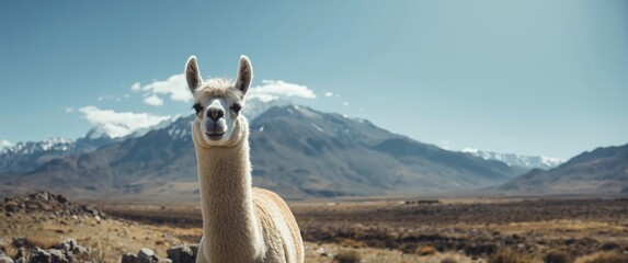 Fototapeta premium Animals of Latin America: Llamas from northern Argentina and mountain-dwelling alpacas