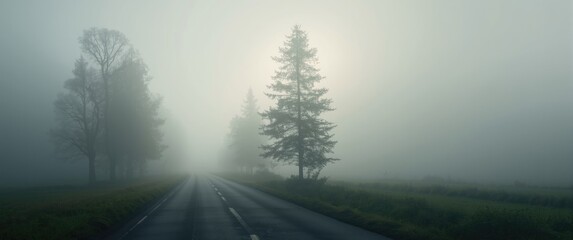 Obraz premium Early morning fog on the highway