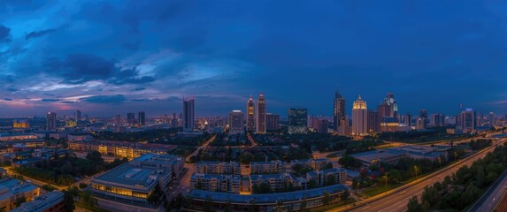 Fototapeta premium Nighttime Skyline View