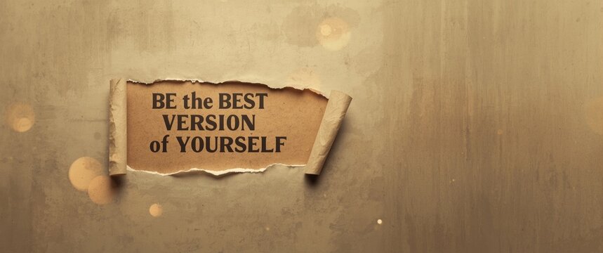 Motivational message: Be The Best Version Of Yourself with torn paper backdrop