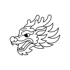 Traditional Oriental Dragon Head Line Art