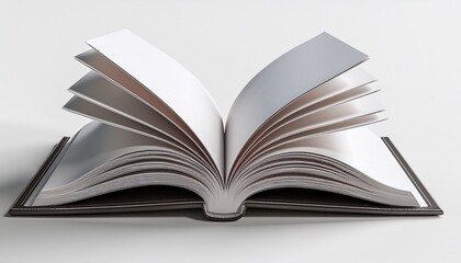 Fototapeta premium open magazine isolated on white background cut out blank brochure mockup 3d rendering