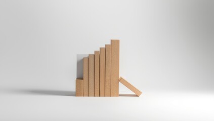 Obraz premium Sturdy wooden block bearing shield symbol safeguarding falling dominoes, illustrating security measures in data management