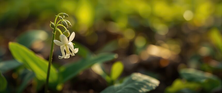Corydalis macro shot, the wild spring flower in close-up