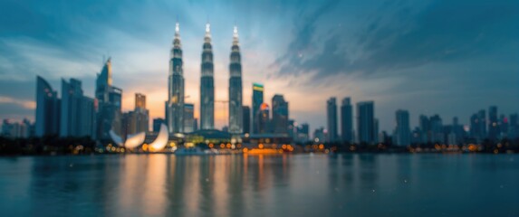 Fototapeta premium Skyscrapers in Kuala Lumpur City Center with Blurred Background
