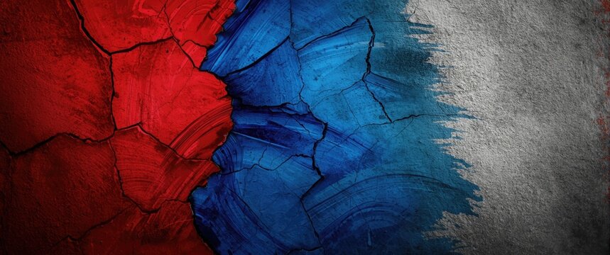 Abstract political election conflicts depicted with opposed colors texture banner