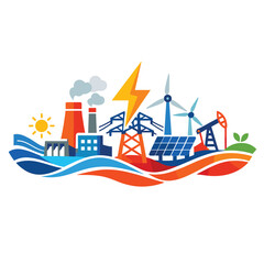 Fototapeta premium Colorful Energy Sources and Sustainability Illustration