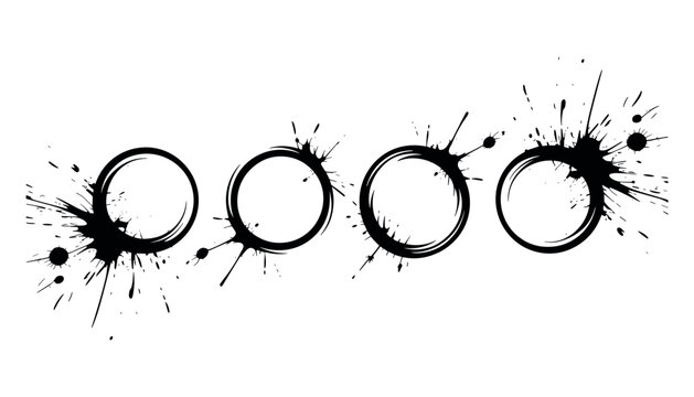 Black ink splattered circles on white background