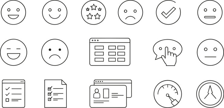 User Feedback and Rating Line Icons Set