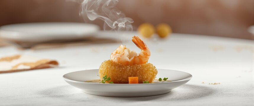 Coxinha de camarao: Delicious shrimp croquette with sauce in Brazil