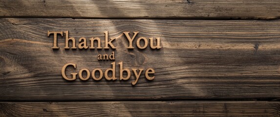 Wooden words letter expressing gratitude and goodbye