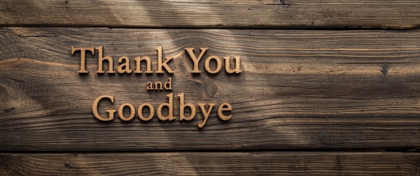 Wooden words letter expressing gratitude and goodbye