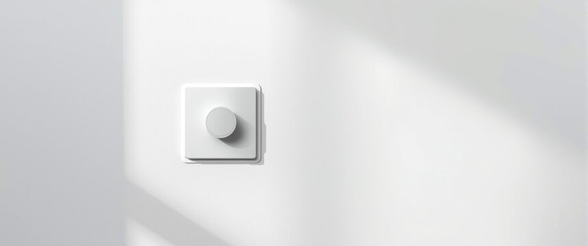 White dimmer switch mounted on wall indoors