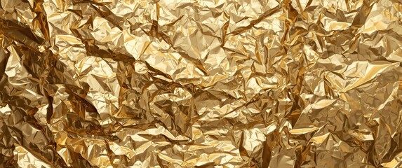 Background featuring gold metallic crumpled foil texture