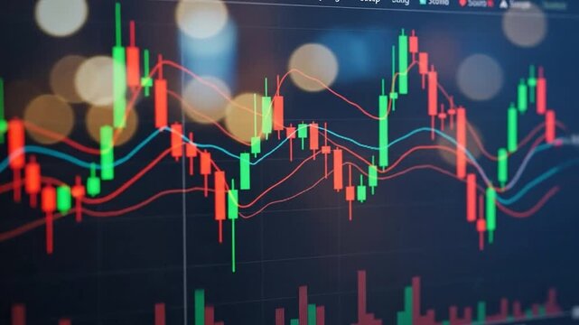 Financial Trading Data Displayed on Stock Market Graph