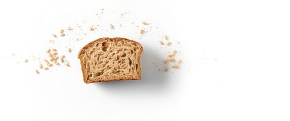 Isolated sliced whole wheat bread on white backdrop