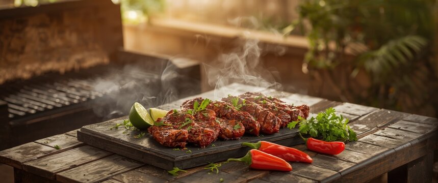 Barbacoa mexicana de Oaxaca: Cecina o tasajo y carne picante a la parrilla