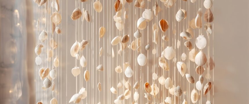 Home decor seashell curtain hanging on strings