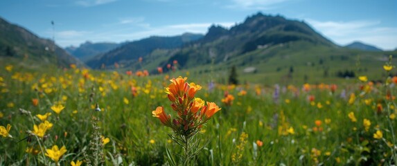 Obraz premium Wildflower meadows of Idaho mountains during summer