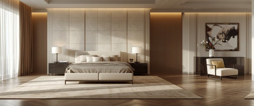 Modern bedroom featuring designer furniture