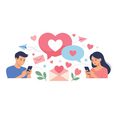 Obraz premium Love-themed chat icons and elements