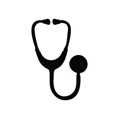 Stethoscope silhouette icon vector flat design.