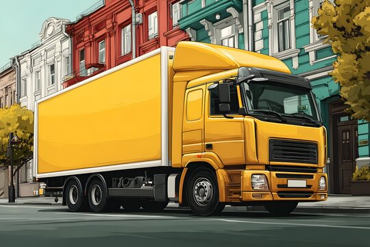 Truck parked on city street ready to roll like a dependable workhorse for logistics ads.