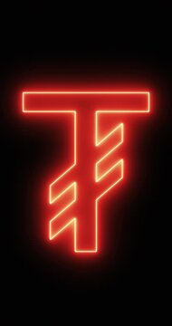 Mongolian Togrog Symbol in a neon light. Loop. 4K Vertical