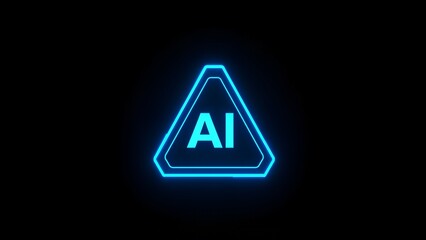 AI neon triangle warning sign