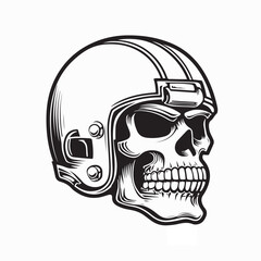 Cool Skull with Helmet Modern Vector Design On White Background