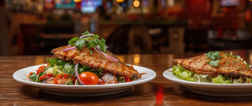 Crispy gourami fish served with Asian-style spicy salad