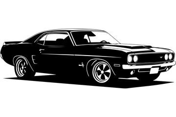 Fototapeta premium Vintage Muscle Car Silhouette